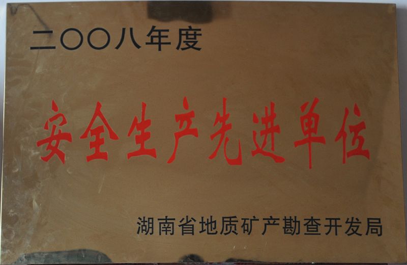 2008年度安全生產(chǎn)先進(jìn)單位（湖南省地質(zhì)礦產(chǎn)勘查開(kāi)發(fā)局）